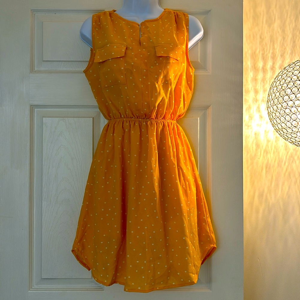 Yellow Polka dot sundress summer medium